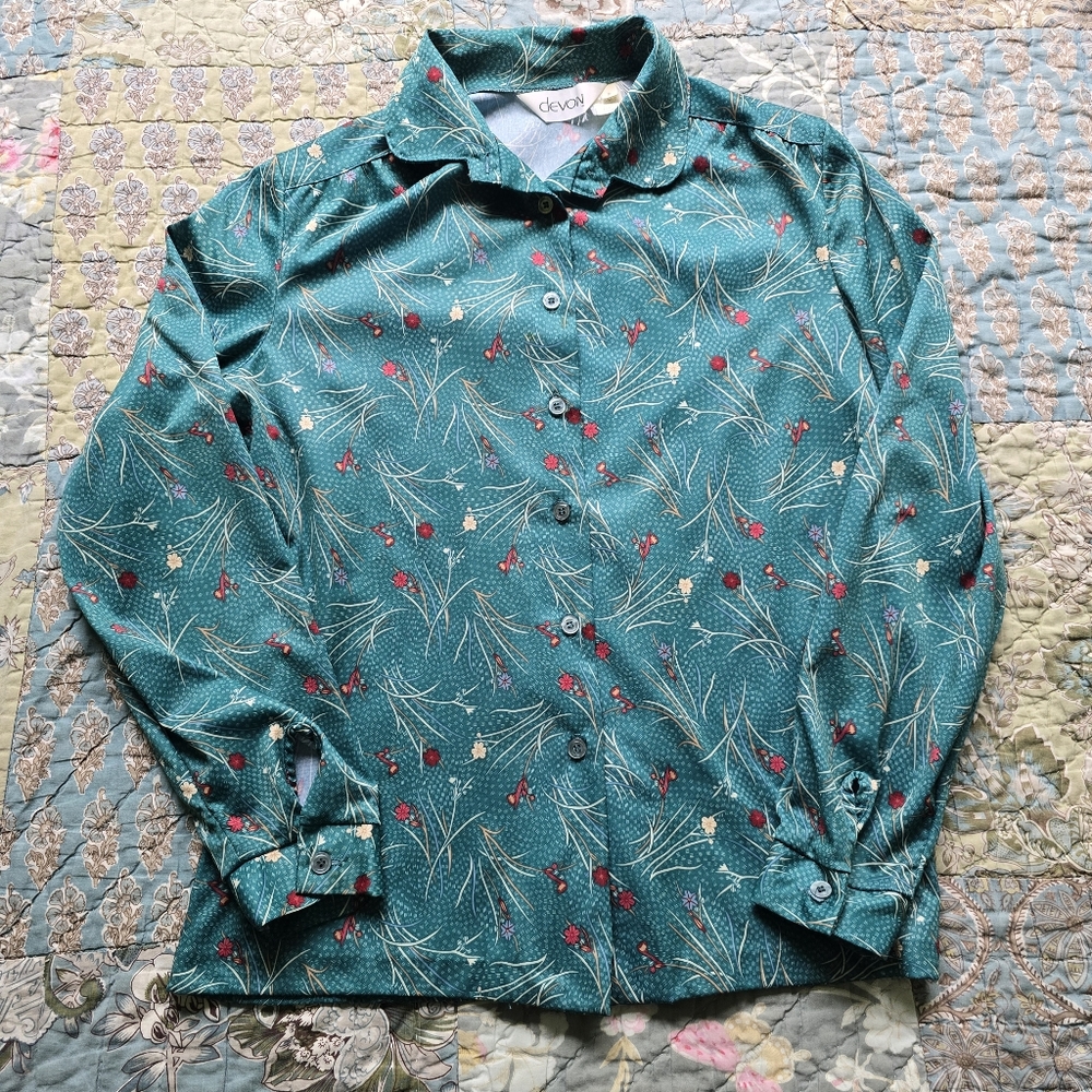 Vintage 1980s Devon Floral Blouse Women's Size Medium